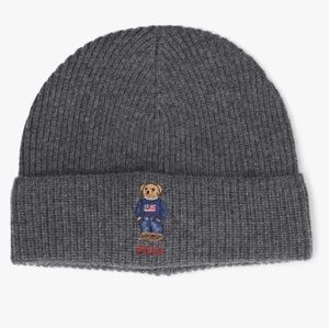 Polo Ralph Lauren Bear  Heather Gray Hat Toque. Wool Blend NEW